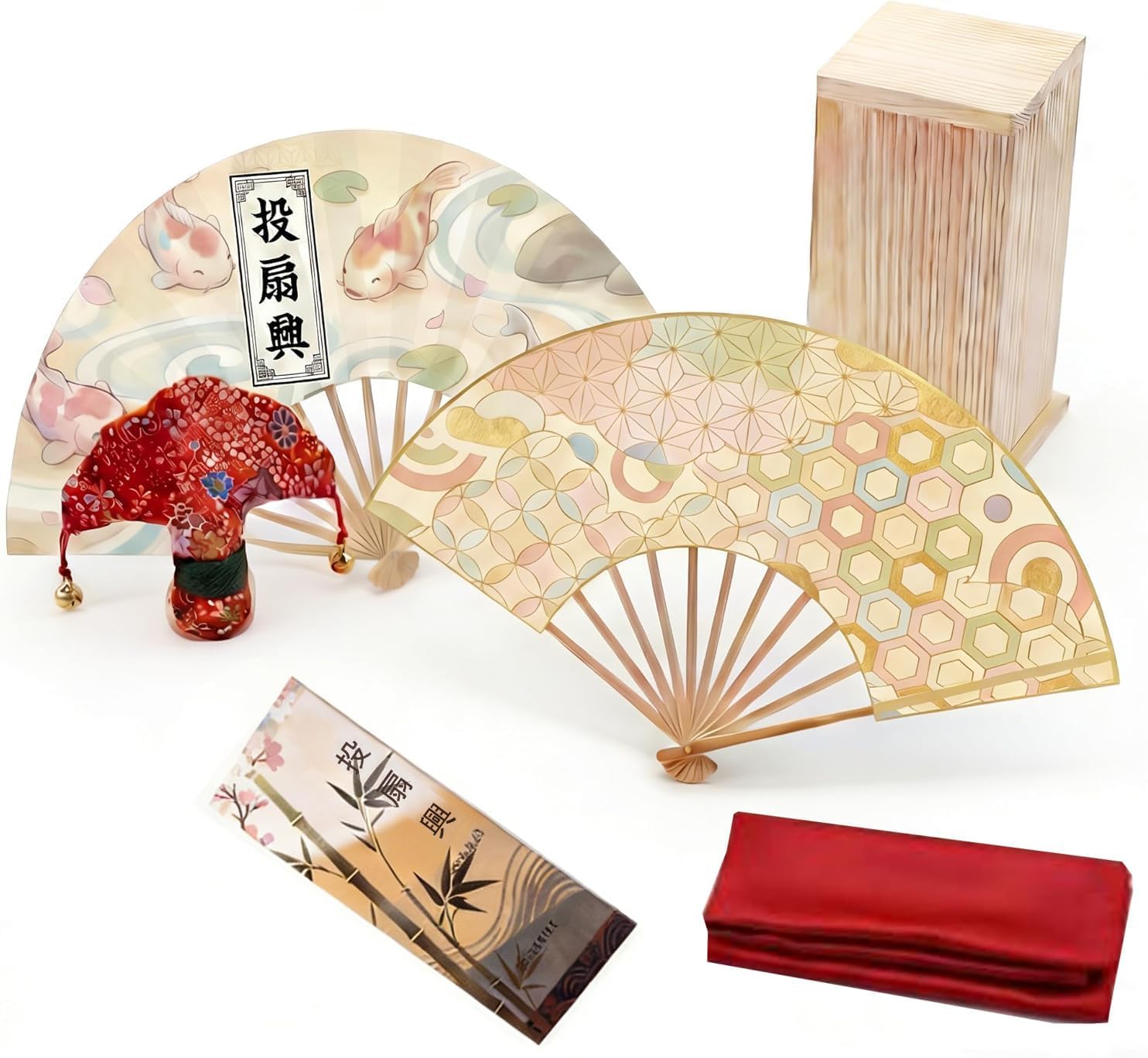 「愛燦燦⑥。」NEWDesign扇子！新品⑤点 投扇興セット。 Amazon | [Kawoly]投扇興 セット【松製枕・手書き扇子5本・蝶・敷物